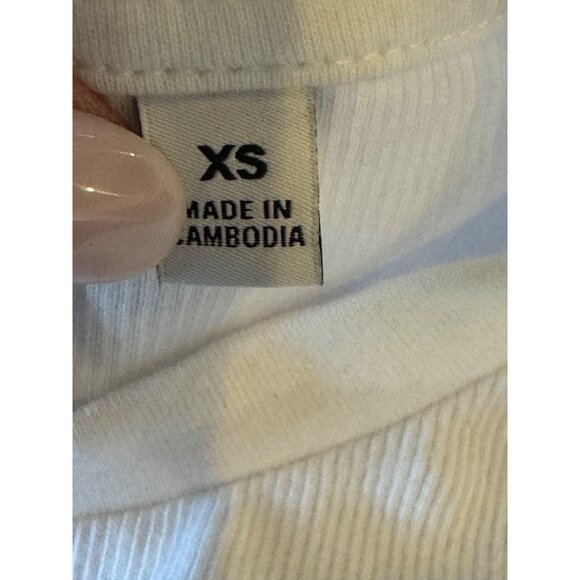 Aritzia TNA Tee Women XS White Ribbed‎ Knit Crew Neck Short Sleeve Baby Tee Crop - Picture 11 of 13